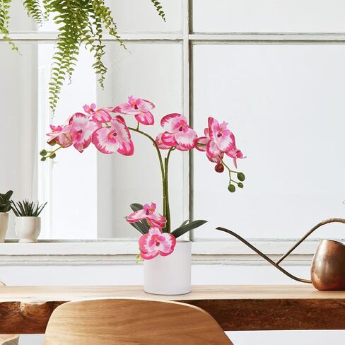 ucky Butterfly Orchid Bonsai، 21 بوصة زهور صناعية بيضاء، زهور بلاستيكية واقعية زهور وهمية، لتزيين طاولة المنزل والخزانة، زهور ديكور الحفلات والزفاف in Kuwait