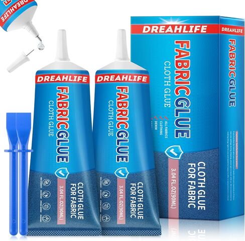 90 ML Fabric Glue, Fabric Glue for Clothing Permanent Washable, Fabric Glue Permanent for All Fabric, Cotton, Flannel, Linen, Denim, Leather, Polyester, Doll Repair, Patches in Saudi Arabia