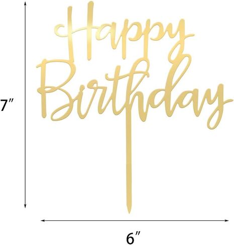 Happy Birthday Cake Topper, Mirrored Gold Acrylic Versatile Cake Topper for Birthday Party Decoration Ideas, Perfect Keepsake for your family and friends in Saudi Arabia