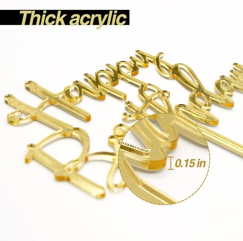 Happy Birthday Cake Topper, Mirrored Gold Acrylic Versatile Cake Topper for Birthday Party Decoration Ideas, Perfect Keepsake for your family and friends in Saudi Arabia
