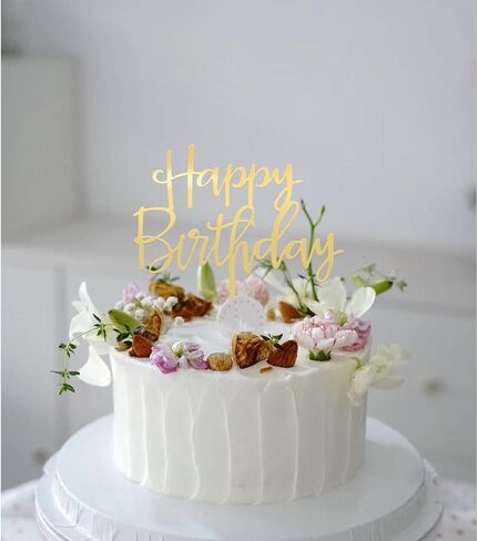 Happy Birthday Cake Topper, Mirrored Gold Acrylic Versatile Cake Topper for Birthday Party Decoration Ideas, Perfect Keepsake for your family and friends in Saudi Arabia