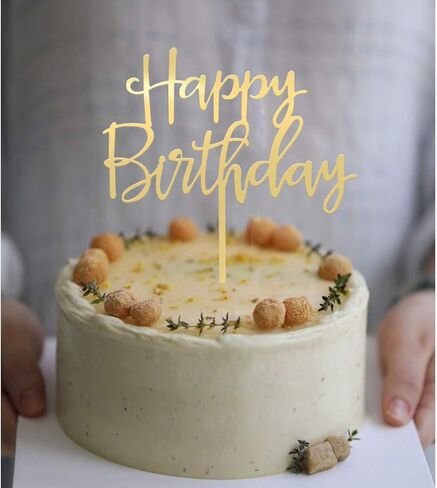Happy Birthday Cake Topper, Mirrored Gold Acrylic Versatile Cake Topper for Birthday Party Decoration Ideas, Perfect Keepsake for your family and friends in Saudi Arabia