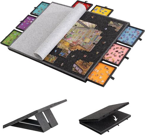 لوحة ألغاز قابلة للإمالة من Lavievert مكونة من 2000 قطعة مع 8 أدراج ملونة وغطاء، لوحة ألغاز من اللباد خفيفة الوزن قابلة للتعديل مع حامل مدمج، طاولة أحجية الصور المقطوعة قابلة للطي والمحمولة مع مساحة تخزين للبالغين in Kuwait