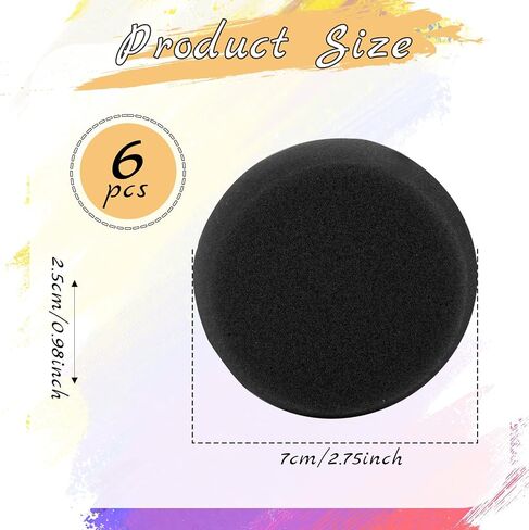 6 Pcs Pottery Sponges, Round Painting Sponge 3inch Black Artist Sponges Craft Clay Sponge Watercolor Sponges for Face Painting Pottery Ceramics Art Crafts in Saudi Arabia