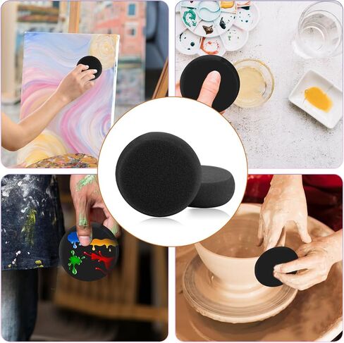 6 Pcs Pottery Sponges, Round Painting Sponge 3inch Black Artist Sponges Craft Clay Sponge Watercolor Sponges for Face Painting Pottery Ceramics Art Crafts in Saudi Arabia