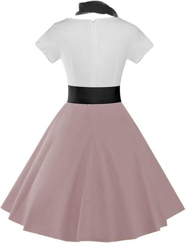 ZEZCLO Women's Retro Poodle Print Skater Dress Vintage High Waist Rockabilly Swing Tee Cocktail Halloween Party Dresses in Kuwait