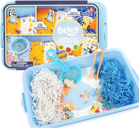 Official Bluey Seek & Find Sensory Bin, Ready-to-Use Sensory Toys, Sensory Bin for Kids with Lid, Play Sand, Scoops & Tongs, Exclusive Bluey Toys, Sensory Toys for Toddlers 3-4 in Saudi Arabia