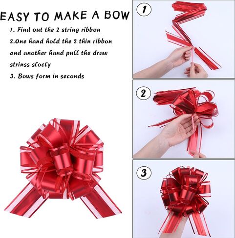 12 Pieces Big Pull Bow Gift Wrapping,6 inches, Pull Bow Ribbon Pull Bows for Christmas Wedding Baskets Valentine's Day Bows Ribbon Large Bow for Gift Wrapping (Brown) in Saudi Arabia