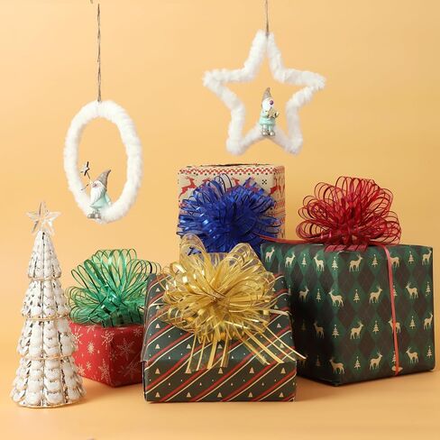 6 Pieces Pull Bow Large 6 Inch Organza Pull Bow Present Wrapping Pull Bow with Ribbon for Gift Wrapping Baskets Wedding (Gold) in Kuwait