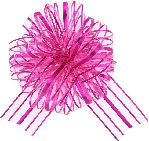 6 Pieces Pull Bow Large 6 Inch Organza Pull Bow Present Wrapping Pull Bow with Ribbon for Gift Wrapping Baskets Wedding (Gold) in Kuwait
