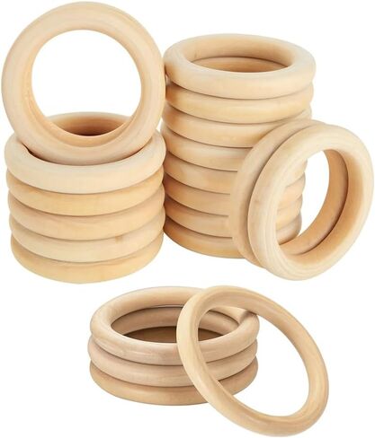 20Pcs Natural Wooden Rings for Crafts, Unfinished Wood Rings for Macrame Pendant Connectors，DIY Making, Craft Rings, Wood Teething Ring (0.59inch/1.5cm) in Kuwait