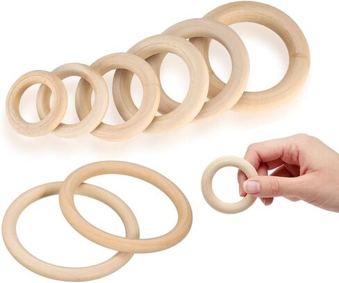 20Pcs Natural Wooden Rings for Crafts, Unfinished Wood Rings for Macrame Pendant Connectors，DIY Making, Craft Rings, Wood Teething Ring (0.59inch/1.5cm) in Kuwait