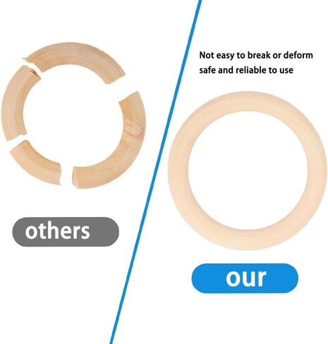 20Pcs Natural Wooden Rings for Crafts, Unfinished Wood Rings for Macrame Pendant Connectors，DIY Making, Craft Rings, Wood Teething Ring (0.59inch/1.5cm) in Kuwait