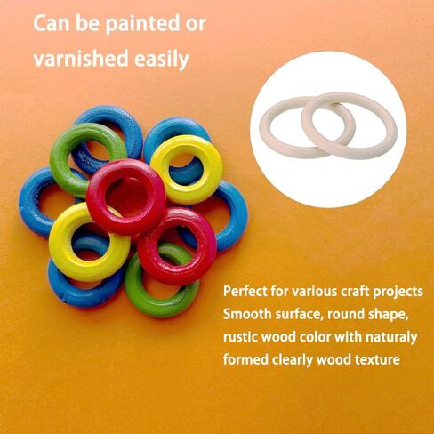 20Pcs Natural Wooden Rings for Crafts, Unfinished Wood Rings for Macrame Pendant Connectors，DIY Making, Craft Rings, Wood Teething Ring (0.59inch/1.5cm) in Kuwait