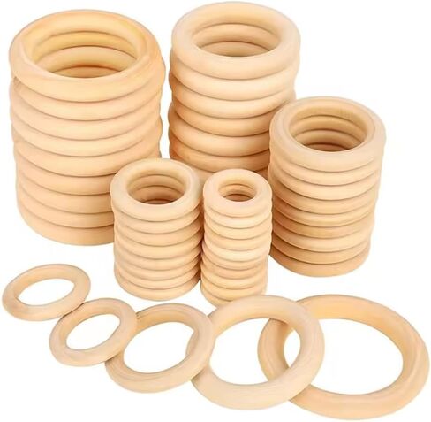20Pcs Natural Wooden Rings for Crafts, Unfinished Wood Rings for Macrame Pendant Connectors，DIY Making, Craft Rings, Wood Teething Ring (0.59inch/1.5cm) in Kuwait