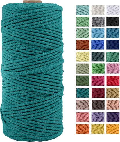 3mm x 109Yards Macrame Cord Thick Natural Cotton Macrame Rope, 4 Strand Twisted Cotton Cord Rope for Soft Macrame Natural Color Handmade Wall Hanging, Plant Hanger, Craft, Knitting, Decorative Project in Saudi Arabia