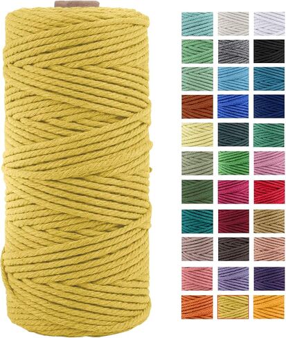 3mm x 109Yards Macrame Cord Thick Natural Cotton Macrame Rope, 4 Strand Twisted Cotton Cord Rope for Soft Macrame Natural Color Handmade Wall Hanging, Plant Hanger, Craft, Knitting, Decorative Project in Saudi Arabia
