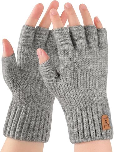 Fingerless Gloves - Half Finge Thermal Winter Gloves Warm Knitted Gloves for Men Working Running Driving in Saudi Arabia