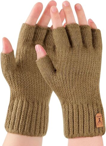 Fingerless Gloves - Half Finge Thermal Winter Gloves Warm Knitted Gloves for Men Working Running Driving in Saudi Arabia