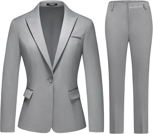 Lamgool Womens Suit 2 Piece Set Business One Button Peak Lapel Blazer Jacket with Pants for Office Ladies in Kuwait