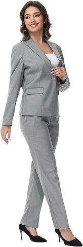 Lamgool Womens Suit 2 Piece Set Business One Button Peak Lapel Blazer Jacket with Pants for Office Ladies in Kuwait