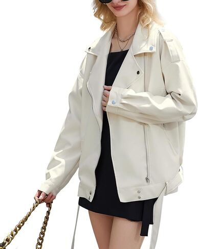 Zando Leather Jacket Women Oversized Motorcycle Biker Jacket Women Outfits Clothes for Women Bomber Jacket Faux Fall Fashion in Saudi Arabia