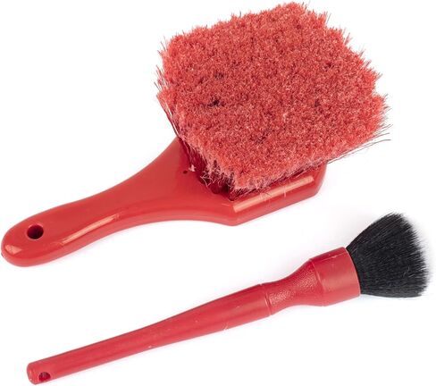 Car Detail Brush Set (Black) 3pcs/Set for Wheel Care, Detail Brush, tire Brush (Hard Brush), Wheel polishing Sponge Ball. Suitable for tire Maintenance and Care in Saudi Arabia