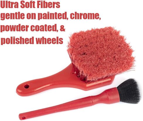 Car Detail Brush Set (Black) 3pcs/Set for Wheel Care, Detail Brush, tire Brush (Hard Brush), Wheel polishing Sponge Ball. Suitable for tire Maintenance and Care in Saudi Arabia