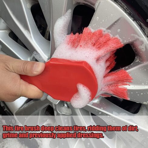 Car Detail Brush Set (Black) 3pcs/Set for Wheel Care, Detail Brush, tire Brush (Hard Brush), Wheel polishing Sponge Ball. Suitable for tire Maintenance and Care in Saudi Arabia