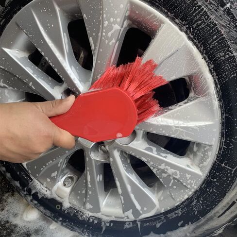 Car Detail Brush Set (Black) 3pcs/Set for Wheel Care, Detail Brush, tire Brush (Hard Brush), Wheel polishing Sponge Ball. Suitable for tire Maintenance and Care in Saudi Arabia