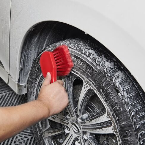 Car Detail Brush Set (Black) 3pcs/Set for Wheel Care, Detail Brush, tire Brush (Hard Brush), Wheel polishing Sponge Ball. Suitable for tire Maintenance and Care in Saudi Arabia