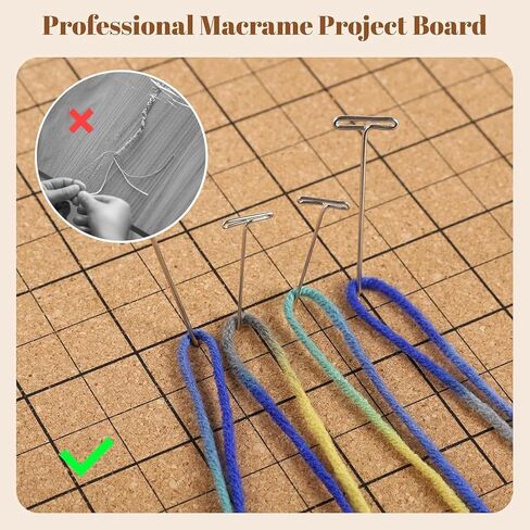 TIZZYT 12x16 Inch Macrame Board Set, Beginner-Friendly Macrame Board with 30 T-Pins, Supplies Braiding Craft Helper, Macrame Supplies, Board for Macrame and Knotting, Double Sided Grids in Saudi Arabia