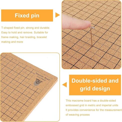 TIZZYT 12x16 Inch Macrame Board Set, Beginner-Friendly Macrame Board with 30 T-Pins, Supplies Braiding Craft Helper, Macrame Supplies, Board for Macrame and Knotting, Double Sided Grids in Saudi Arabia