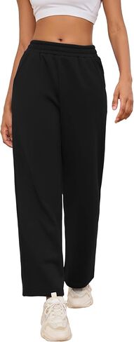 PINSV Women's Wide Leg Sweatpants Elastic Casual Joggers Straight Baggy Loose Pants with Pockets for Women in Saudi Arabia