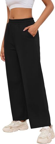 PINSV Women's Wide Leg Sweatpants Elastic Casual Joggers Straight Baggy Loose Pants with Pockets for Women in Saudi Arabia