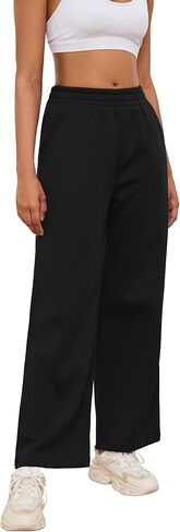 PINSV Women's Wide Leg Sweatpants Elastic Casual Joggers Straight Baggy Loose Pants with Pockets for Women in Saudi Arabia