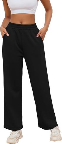 PINSV Women's Wide Leg Sweatpants Elastic Casual Joggers Straight Baggy Loose Pants with Pockets for Women in Saudi Arabia