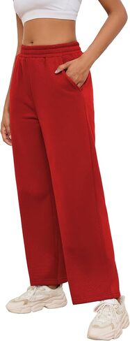 PINSV Women's Wide Leg Sweatpants Elastic Casual Joggers Straight Baggy Loose Pants with Pockets for Women in Saudi Arabia