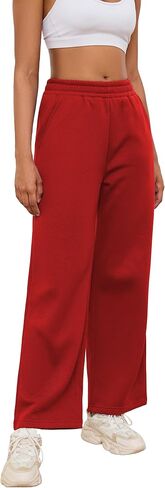 PINSV Women's Wide Leg Sweatpants Elastic Casual Joggers Straight Baggy Loose Pants with Pockets for Women in Saudi Arabia