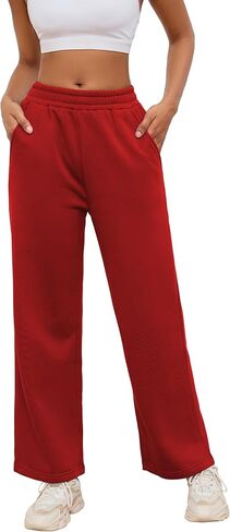 PINSV Women's Wide Leg Sweatpants Elastic Casual Joggers Straight Baggy Loose Pants with Pockets for Women in Saudi Arabia