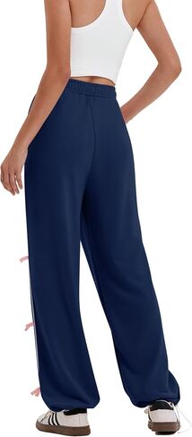 Yousify Wide Leg Sweatpants for Women Side Bow Y2K Elastic High Waisted Baggy Long Pants with Pockets in Saudi Arabia