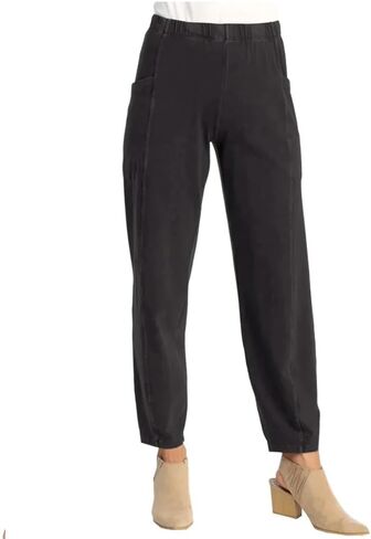 بنطلون نسائي من Jess & Jane مصنوع من المعدن المغسول M100، أسود، متوسط in Kuwait