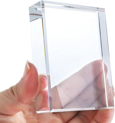 H&D HYALINE & DORA Clear Crystal Rectangle Paperweight Glass Decorative Paper Weights for Office Desk, Functional Crystal Paperweight for Photography Reading in Saudi Arabia