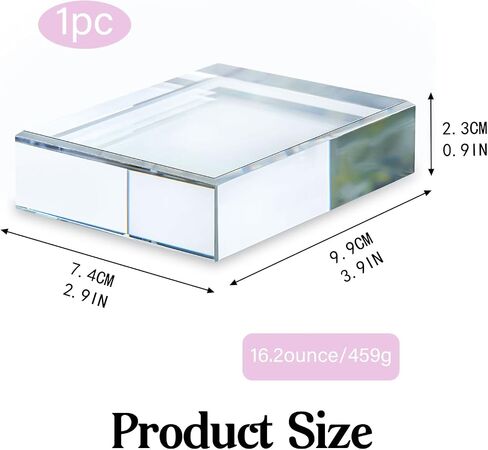 H&D HYALINE & DORA Clear Crystal Rectangle Paperweight Glass Decorative Paper Weights for Office Desk, Functional Crystal Paperweight for Photography Reading in Saudi Arabia
