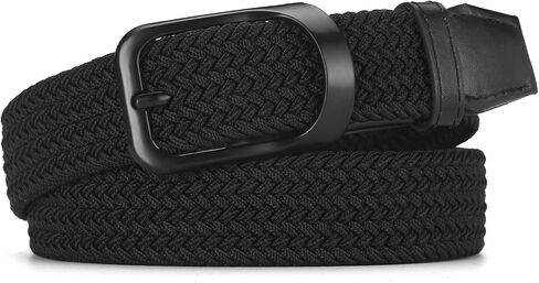 Plus Size 44" to 68" Big and Tall Belts for Men Black Woven Elastic Braided Stretch Golf Belt in Saudi Arabia
