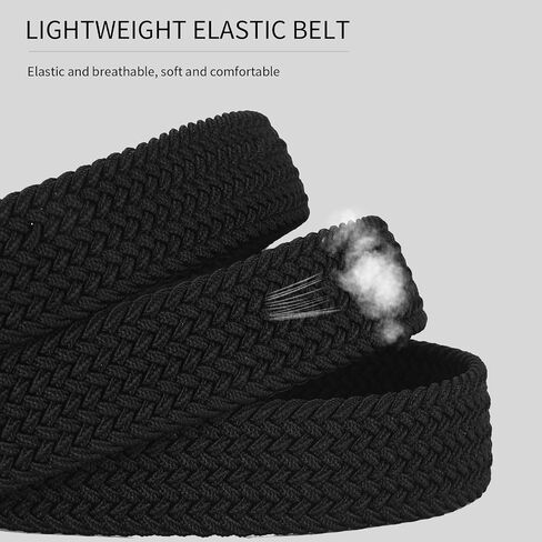 Plus Size 44" to 68" Big and Tall Belts for Men Black Woven Elastic Braided Stretch Golf Belt in Saudi Arabia