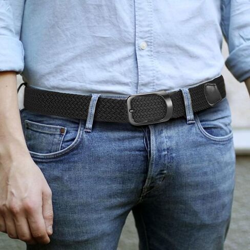 Plus Size 44" to 68" Big and Tall Belts for Men Black Woven Elastic Braided Stretch Golf Belt in Saudi Arabia