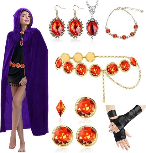 Women's Halloween Cosplay Costume,Purple Cape and Anime Cosplay Waist Belt, Costumes Props Set in Saudi Arabia