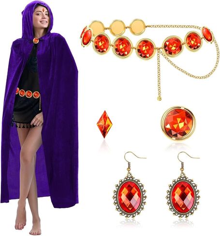 Women's Halloween Cosplay Costume,Purple Cape and Anime Cosplay Waist Belt, Costumes Props Set in Saudi Arabia