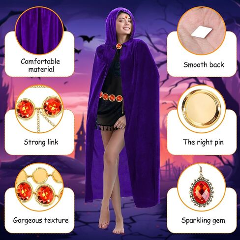Women's Halloween Cosplay Costume,Purple Cape and Anime Cosplay Waist Belt, Costumes Props Set in Saudi Arabia